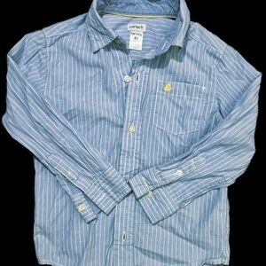 Carter's Light Blue Pinstriped Button-Down Shirt with Yellow Sailboat Accent